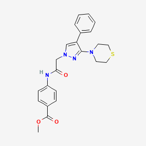 methyl 4-(2-(4-phenyl-3-thiomorpholino-1H-pyrazol-1-yl)acetamido)benzoate