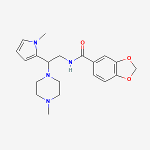 molecular formula C20H26N4O3 B2832977 N-(2-(1-methyl-1H-pyrrol-2-yl)-2-(4-methylpiperazin-1-yl)ethyl)benzo[d][1,3]dioxole-5-carboxamide CAS No. 1049392-17-7