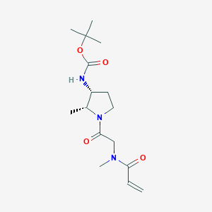 molecular formula C16H27N3O4 B2832997 Tert-butyl N-[(2R,3R)-2-methyl-1-[2-[methyl(prop-2-enoyl)amino]acetyl]pyrrolidin-3-yl]carbamate CAS No. 2361681-78-7