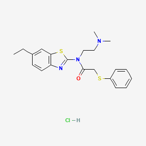 molecular formula C21H26ClN3OS2 B2833009 N-(2-(dimethylamino)ethyl)-N-(6-ethylbenzo[d]thiazol-2-yl)-2-(phenylthio)acetamide hydrochloride CAS No. 1216710-64-3