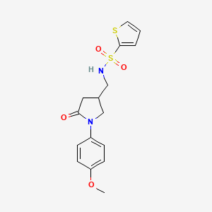 molecular formula C16H18N2O4S2 B2833015 N-((1-(4-methoxyphenyl)-5-oxopyrrolidin-3-yl)methyl)thiophene-2-sulfonamide CAS No. 955254-51-0