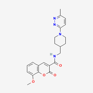molecular formula C22H24N4O4 B2833082 8-methoxy-N-((1-(6-methylpyridazin-3-yl)piperidin-4-yl)methyl)-2-oxo-2H-chromene-3-carboxamide CAS No. 1796969-26-0