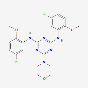 molecular formula C21H22Cl2N6O3 B2833087 N2,N4-bis(5-chloro-2-methoxyphenyl)-6-morpholino-1,3,5-triazine-2,4-diamine CAS No. 920119-18-2