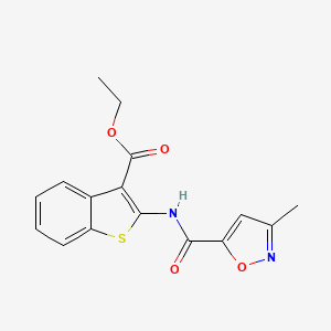 molecular formula C16H14N2O4S B2833104 ethyl 2-(3-methyl-1,2-oxazole-5-amido)-1-benzothiophene-3-carboxylate CAS No. 953210-01-0