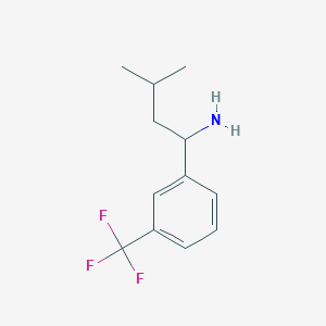 molecular formula C12H16F3N B2833107 3-Methyl-1-[3-(trifluoromethyl)phenyl]butan-1-amine CAS No. 1020972-76-2