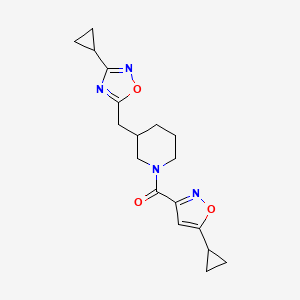(3-((3-Cyclopropyl-1,2,4-oxadiazol-5-yl)methyl)piperidin-1-yl)(5-cyclopropylisoxazol-3-yl)methanone