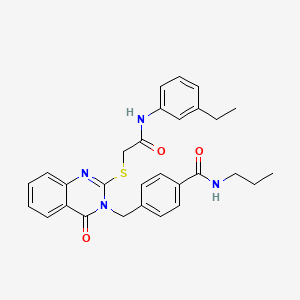 4-((2-((2-((3-ethylphenyl)amino)-2-oxoethyl)thio)-4-oxoquinazolin-3(4H)-yl)methyl)-N-propylbenzamide
