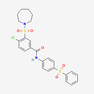 molecular formula C25H25ClN2O5S2 B2833128 3-(azepan-1-ylsulfonyl)-4-chloro-N-(4-(phenylsulfonyl)phenyl)benzamide CAS No. 923679-72-5
