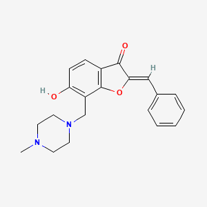 molecular formula C21H22N2O3 B2833130 (Z)-2-benzylidene-6-hydroxy-7-((4-methylpiperazin-1-yl)methyl)benzofuran-3(2H)-one CAS No. 1613190-13-8