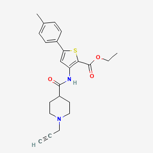 molecular formula C23H26N2O3S B2833132 Ethyl 5-(4-methylphenyl)-3-[1-(prop-2-yn-1-yl)piperidine-4-amido]thiophene-2-carboxylate CAS No. 1376384-78-9