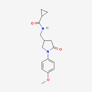 molecular formula C16H20N2O3 B2833133 N-{[1-(4-methoxyphenyl)-5-oxopyrrolidin-3-yl]methyl}cyclopropanecarboxamide CAS No. 955220-67-4