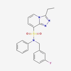 molecular formula C21H19FN4O2S B2833138 3-ethyl-N-[(3-fluorophenyl)methyl]-N-phenyl-[1,2,4]triazolo[4,3-a]pyridine-8-sulfonamide CAS No. 1251704-03-6