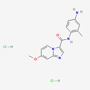 molecular formula C16H18Cl2N4O2 B2833141 N-(4-Amino-2-methylphenyl)-7-methoxyimidazo[1,2-a]pyridine-3-carboxamide;dihydrochloride CAS No. 2490398-75-7