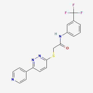 molecular formula C18H13F3N4OS B2833145 2-{[6-(pyridin-4-yl)pyridazin-3-yl]sulfanyl}-N-[3-(trifluoromethyl)phenyl]acetamide CAS No. 872701-72-9