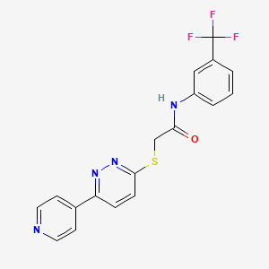 molecular formula C18H13F3N4OS B2833145 2-(6-吡啶-4-基吡啶并[1,2-c]嘧啶-3-基)硫醚-N-[3-(三氟甲基)苯基]乙酰胺 CAS No. 872701-72-9