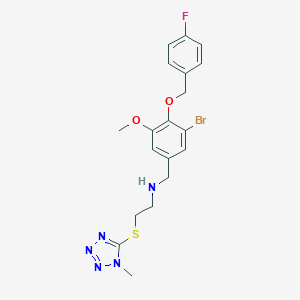 molecular formula C19H21BrFN5O2S B283315 ({3-BROMO-4-[(4-FLUOROPHENYL)METHOXY]-5-METHOXYPHENYL}METHYL)({2-[(1-METHYL-1H-1,2,3,4-TETRAZOL-5-YL)SULFANYL]ETHYL})AMINE 
