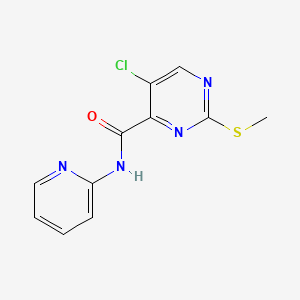 molecular formula C11H9ClN4OS B2833162 5-chloro-2-(methylsulfanyl)-N-(pyridin-2-yl)pyrimidine-4-carboxamide CAS No. 898648-16-3
