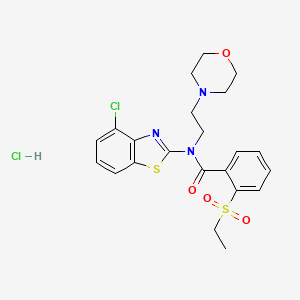 molecular formula C22H25Cl2N3O4S2 B2833164 N-(4-chlorobenzo[d]thiazol-2-yl)-2-(ethylsulfonyl)-N-(2-morpholinoethyl)benzamide hydrochloride CAS No. 1215740-85-4