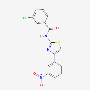 molecular formula C16H10ClN3O3S B2833171 3-chloro-N-[4-(3-nitrophenyl)-1,3-thiazol-2-yl]benzamide CAS No. 313404-08-9