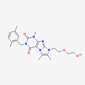molecular formula C23H29N5O4 B2833173 2-[(2,5-Dimethylphenyl)methyl]-6-[2-(2-hydroxyethoxy)ethyl]-4,7,8-trimethylpurino[7,8-a]imidazole-1,3-dione CAS No. 919010-00-7