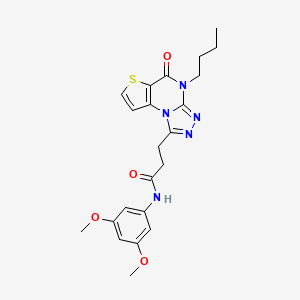 molecular formula C22H25N5O4S B2833175 3-(4-butyl-5-oxo-4,5-dihydrothieno[2,3-e][1,2,4]triazolo[4,3-a]pyrimidin-1-yl)-N-(3,5-dimethoxyphenyl)propanamide CAS No. 1189910-01-7
