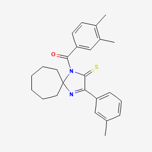molecular formula C25H28N2OS B2833178 1-(3,4-Dimethylbenzoyl)-3-(3-methylphenyl)-1,4-diazaspiro[4.6]undec-3-ene-2-thione CAS No. 1223767-57-4