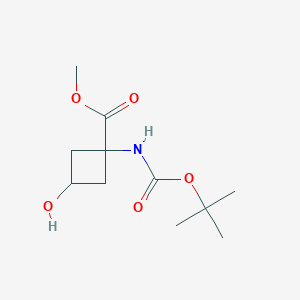 molecular formula C11H19NO5 B2833188 Methyl 1-{[(tert-butoxy)carbonyl]amino}-3-hydroxycyclobutane-1-carboxylate CAS No. 222727-35-7