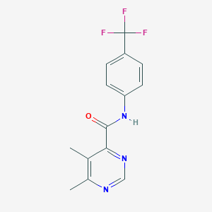 molecular formula C14H12F3N3O B2833196 5,6-Dimethyl-N-[4-(trifluoromethyl)phenyl]pyrimidine-4-carboxamide CAS No. 2380088-48-0