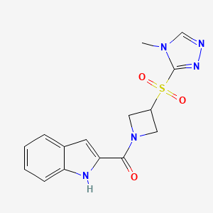 molecular formula C15H15N5O3S B2833197 (1H-indol-2-yl)(3-((4-methyl-4H-1,2,4-triazol-3-yl)sulfonyl)azetidin-1-yl)methanone CAS No. 2034488-26-9