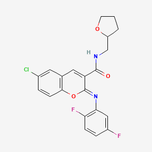 molecular formula C21H17ClF2N2O3 B2833201 (2Z)-6-chloro-2-[(2,5-difluorophenyl)imino]-N-(tetrahydrofuran-2-ylmethyl)-2H-chromene-3-carboxamide CAS No. 1327182-14-8