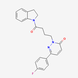 molecular formula C22H20FN3O2 B2833208 6-(4-fluorophenyl)-2-(4-(indolin-1-yl)-4-oxobutyl)pyridazin-3(2H)-one CAS No. 946215-41-4