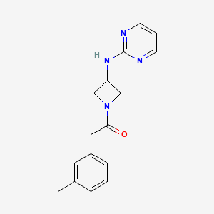 molecular formula C16H18N4O B2833209 1-(3-(Pyrimidin-2-ylamino)azetidin-1-yl)-2-(m-tolyl)ethanone CAS No. 2034222-67-6