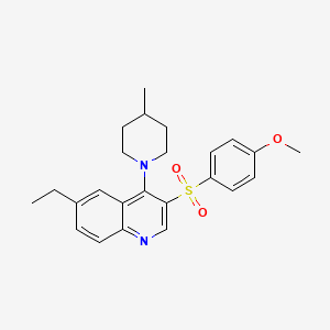 molecular formula C24H28N2O3S B2833217 6-Ethyl-3-(4-methoxyphenyl)sulfonyl-4-(4-methylpiperidin-1-yl)quinoline CAS No. 866897-20-3