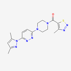 molecular formula C17H20N8OS B2833218 (4-(6-(3,5-dimethyl-1H-pyrazol-1-yl)pyridazin-3-yl)piperazin-1-yl)(4-methyl-1,2,3-thiadiazol-5-yl)methanone CAS No. 1226442-12-1