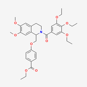 molecular formula C34H41NO9 B2833222 Ethyl 4-((6,7-dimethoxy-2-(3,4,5-triethoxybenzoyl)-1,2,3,4-tetrahydroisoquinolin-1-yl)methoxy)benzoate CAS No. 449766-73-8