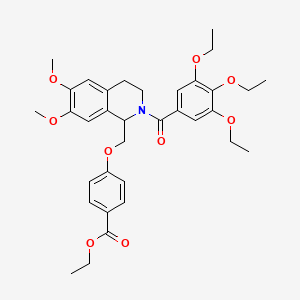 molecular formula C34H41NO9 B2833222 ethyl 4-[[6,7-dimethoxy-2-(3,4,5-triethoxybenzoyl)-3,4-dihydro-1H-isoquinolin-1-yl]methoxy]benzoate CAS No. 449766-73-8