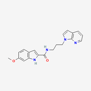 molecular formula C20H20N4O2 B2833225 N-(3-(1H-吡咯并[2,3-b]哌啄啉-1-基)丙基)-6-甲氧基-1H-吲哚-2-甲酰胺 CAS No. 1798525-60-6
