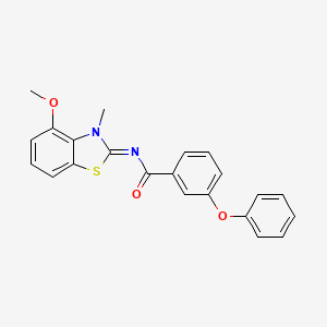 molecular formula C22H18N2O3S B2833237 N-[(2E)-4-methoxy-3-methyl-2,3-dihydro-1,3-benzothiazol-2-ylidene]-3-phenoxybenzamide CAS No. 441291-34-5