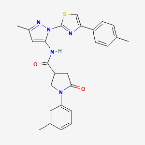 molecular formula C26H25N5O2S B2833246 N-(3-methyl-1-(4-(p-tolyl)thiazol-2-yl)-1H-pyrazol-5-yl)-5-oxo-1-(m-tolyl)pyrrolidine-3-carboxamide CAS No. 1019103-36-6