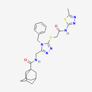 molecular formula C26H31N7O2S2 B2833249 N-{[4-benzyl-5-({[(5-methyl-1,3,4-thiadiazol-2-yl)carbamoyl]methyl}sulfanyl)-4H-1,2,4-triazol-3-yl]methyl}adamantane-1-carboxamide CAS No. 477303-61-0