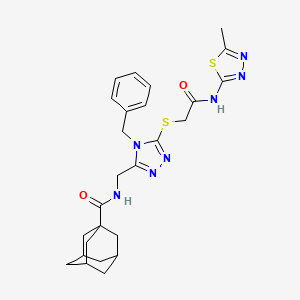 N-[[4-benzyl-5-[2-[(5-methyl-1,3,4-thiadiazol-2-yl)amino]-2-oxoethyl]sulfanyl-1,2,4-triazol-3-yl]methyl]adamantane-1-carboxamide