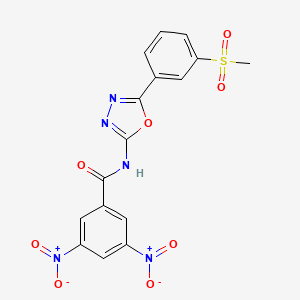 molecular formula C16H11N5O8S B2833261 N-(5-(3-(methylsulfonyl)phenyl)-1,3,4-oxadiazol-2-yl)-3,5-dinitrobenzamide CAS No. 886907-54-6