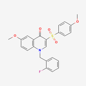 molecular formula C24H20FNO5S B2833269 1-[(2-Fluorophenyl)methyl]-6-methoxy-3-(4-methoxyphenyl)sulfonylquinolin-4-one CAS No. 872199-14-9