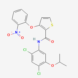 molecular formula C20H16Cl2N2O5S B2833297 N-(2,4-dichloro-5-isopropoxyphenyl)-3-(2-nitrophenoxy)-2-thiophenecarboxamide CAS No. 339015-21-3