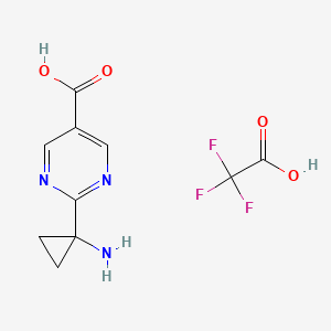 molecular formula C10H10F3N3O4 B2833307 2-(1-Aminocyclopropyl)pyrimidine-5-carboxylic acid;2,2,2-trifluoroacetic acid CAS No. 2416234-16-5