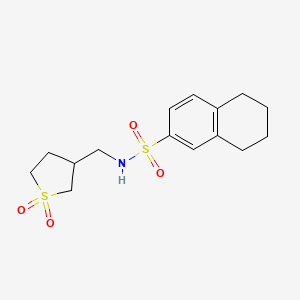 molecular formula C15H21NO4S2 B2833338 N-((1,1-dioxidotetrahydrothiophen-3-yl)methyl)-5,6,7,8-tetrahydronaphthalene-2-sulfonamide CAS No. 1235316-94-5