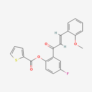 molecular formula C21H15FO4S B2833344 (E)-4-fluoro-2-(3-(2-methoxyphenyl)acryloyl)phenyl thiophene-2-carboxylate CAS No. 433256-66-7