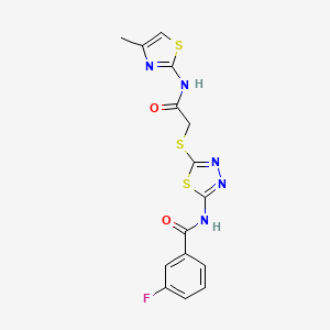 3-fluoro-N-(5-((2-((4-methylthiazol-2-yl)amino)-2-oxoethyl)thio)-1,3,4-thiadiazol-2-yl)benzamide