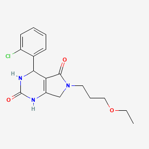 molecular formula C17H20ClN3O3 B2833399 4-(2-chlorophenyl)-6-(3-ethoxypropyl)-1H,2H,3H,4H,5H,6H,7H-pyrrolo[3,4-d]pyrimidine-2,5-dione CAS No. 946372-85-6