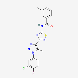 molecular formula C19H14ClFN6OS B2833429 N-{3-[1-(3-chloro-4-fluorophenyl)-5-methyl-1H-1,2,3-triazol-4-yl]-1,2,4-thiadiazol-5-yl}-3-methylbenzamide CAS No. 895119-50-3